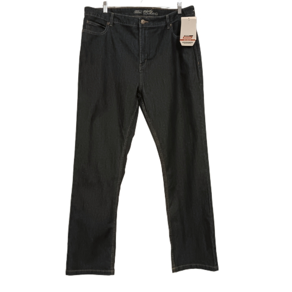 Dickies Jeans Womens Reg 18 Dark‎ Blue Denim Perfectly Slimming Straight Leg